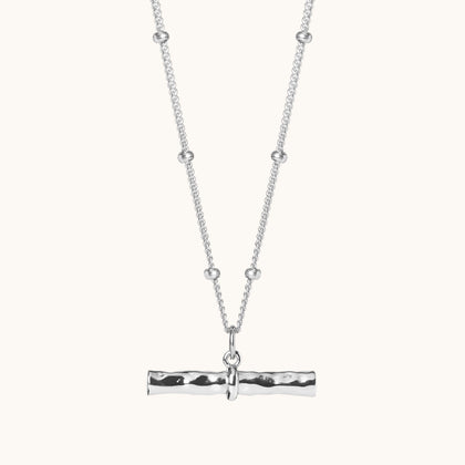Wide T-Bar Necklace Silver